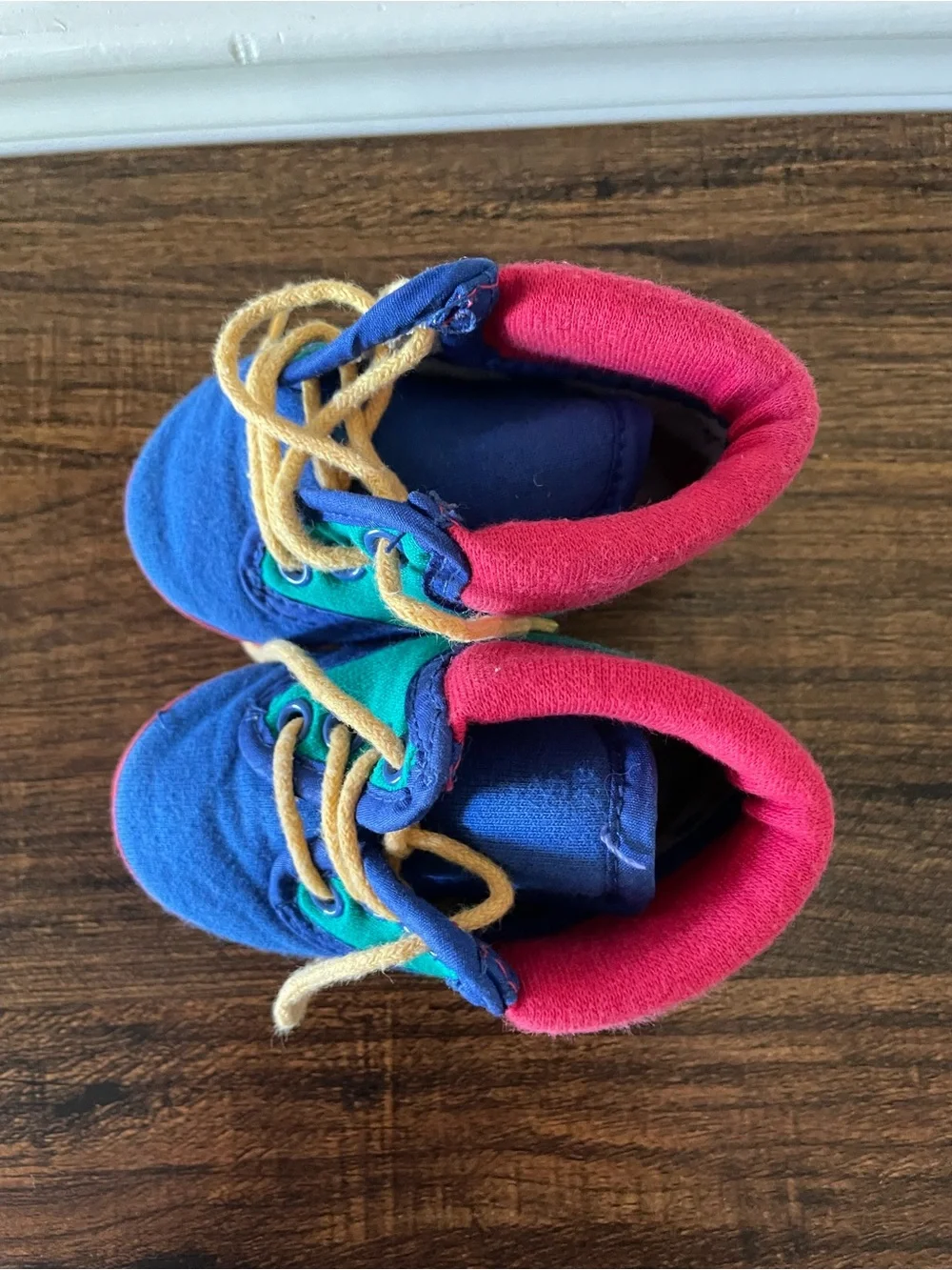 Vintage Gymboree Multicolor Canvas High-Top Baby Shoes - Blue, Teal & Pink
